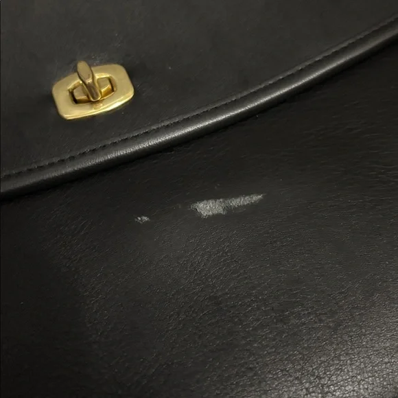 Coach vintage black leather briefcase messenger bag crossbody Y2K marks boho 90s - Picture 3 of 11